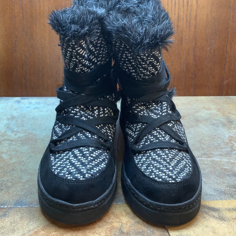 Rocket Dog Womens Black White Round Toe Ankle Top Lace Up Winter Boots Size 9 - Picture 2 of 8